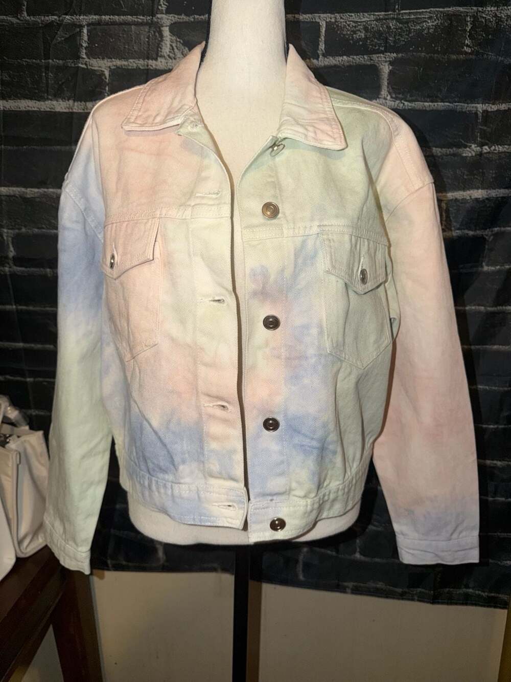 Wet Seal Pastel Tie Dye Denim Jacket Size M
